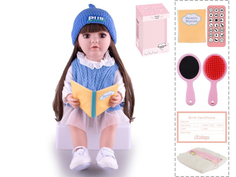 22-Inch Bionic Smart Rebirth Doll, Capable Of Bionic Shaking Of The Head, Raising Of The Hand, Mouth Movement To Speak, Intelligent Dialogue, Recording, Imitating The Tongue, Oral Skills, Dance Music