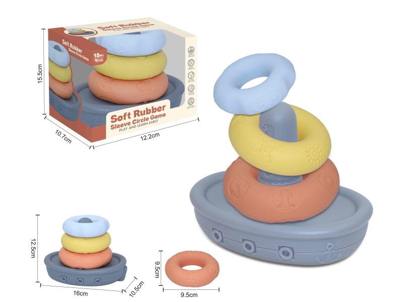 Soft Rubber Pirate Ship Stacking Ring Toy 4pcs