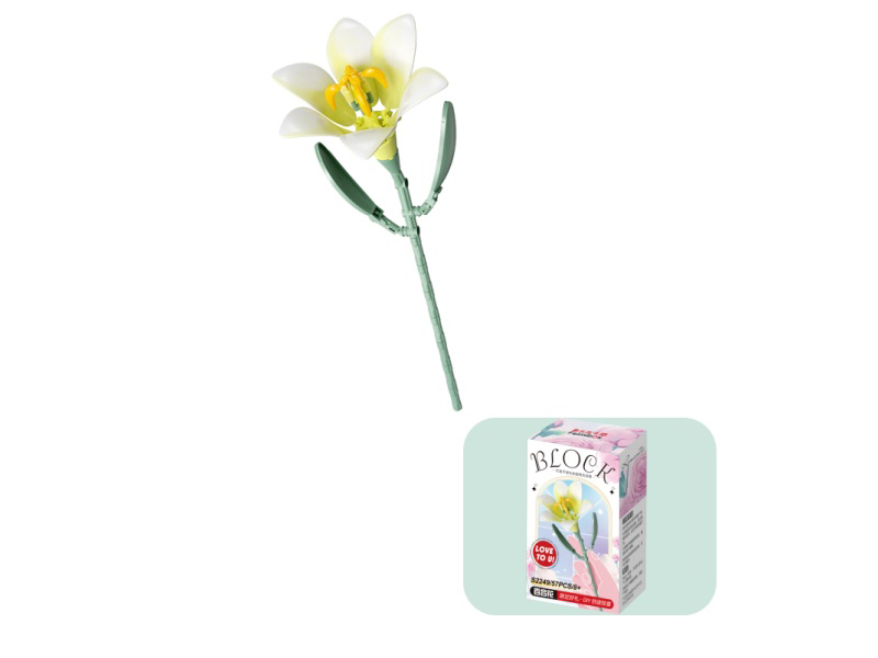 Building Blocks: 57Pcs Small Particle Building Block Flower - Lily (Pink And Yellow)