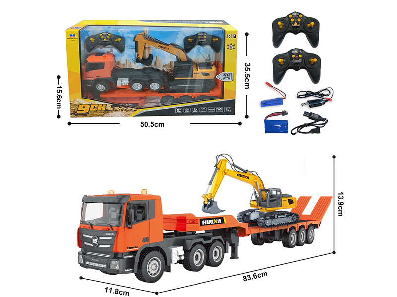 1:18 9CH R/C Platform Trailer+Excavator