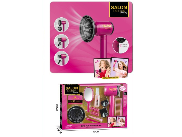 Family Play Toys Accessories Hair Styling Electric Hair Dryer Set (13 Pcs)