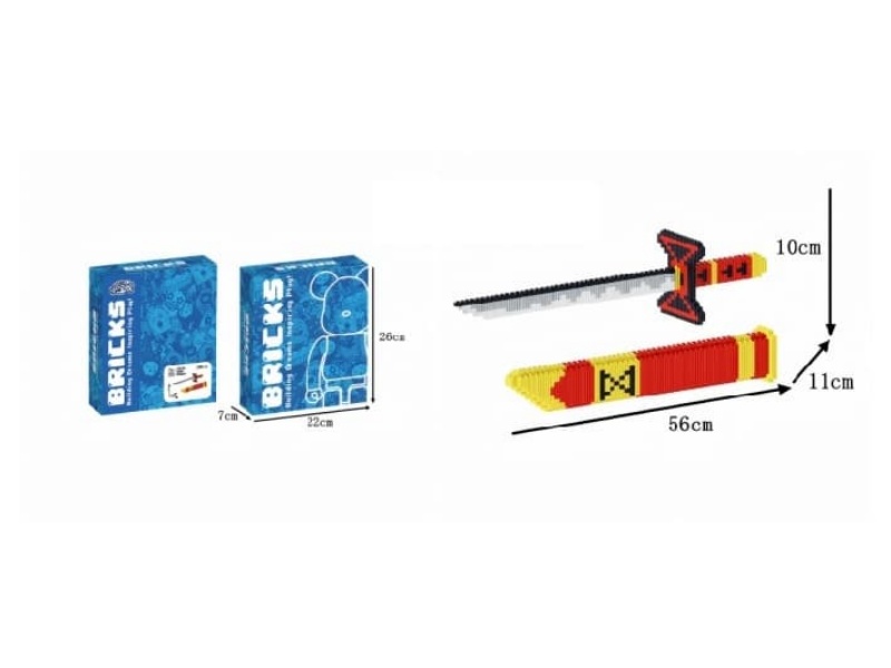 Short Sword - Red And Yellow Building Blocks 1395Pcs