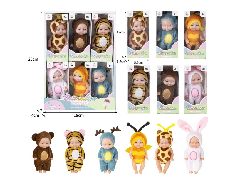 4-Inch Solid Sleeping Doll (6-Piece Set)