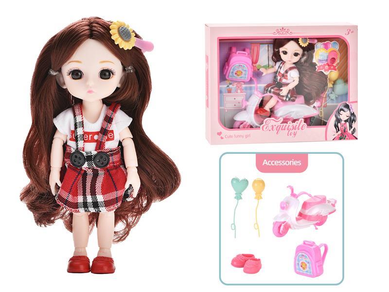 6 Inch 13 Joints 16 CM Doll Set with motorcycle