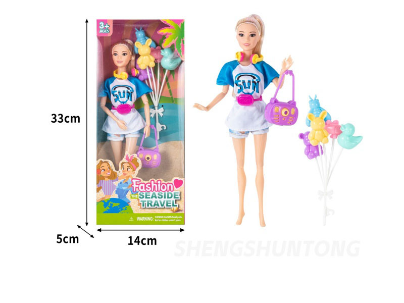 11.5-Inch Real 11-Joint Doll Princess With Headphones And Balloon Waist Bag