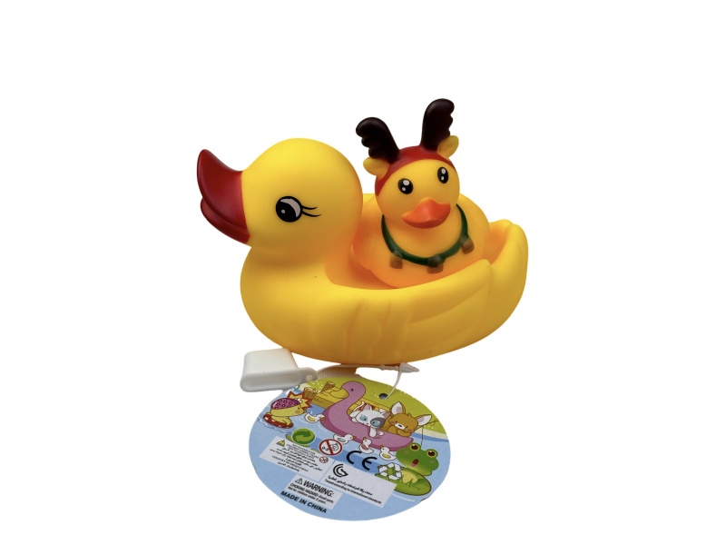 A Little Female Duck Playing In The Bathroom With A Deer Duck