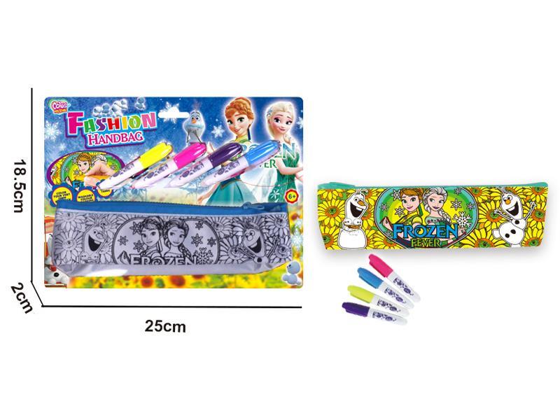 DIY Green Frozen Pencil Bag(4 Colour Washable Pen)