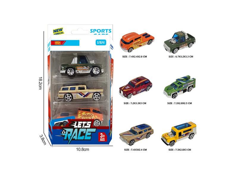 3 Pieces Of 6 1:64 Alloy Vehicles