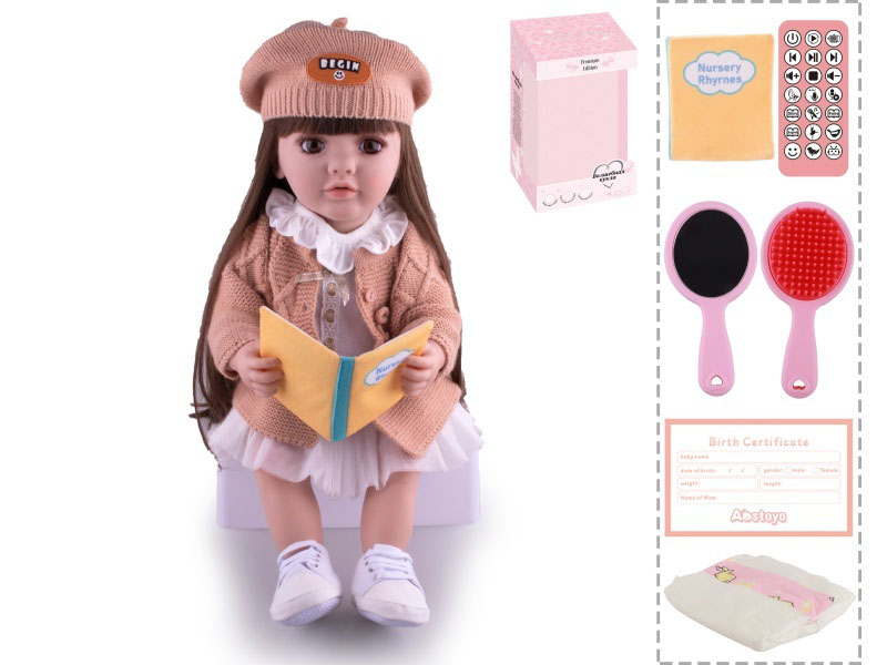 22-Inch Bionic Smart Rebirth Doll, Capable Of Bionic Shaking Of The Head, Raising Of The Hand, Mouth Movement To Speak, Intelligent Dialogue, Recording, Imitating The Tongue, Oral Skills, Dance Music