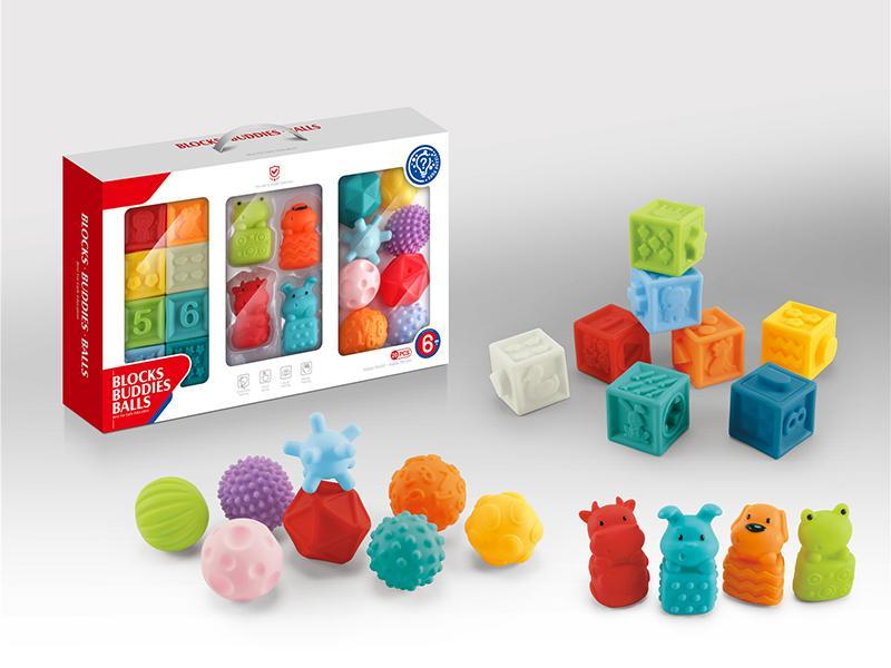 Soft Plastic Building Blocks,Animal Stamper,Balls 20pcs