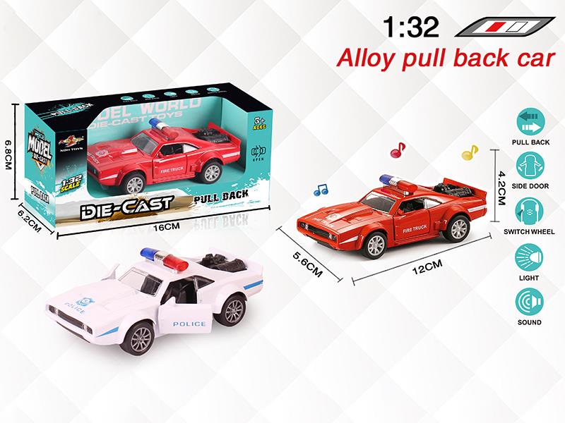 1:32 Dodge  Alloy Open Doors Pull Back Police Car With Light And Music