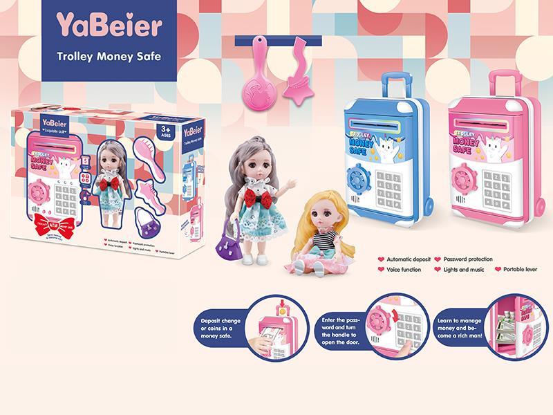 Trolley Case Piggy Bank With 6“ Doll