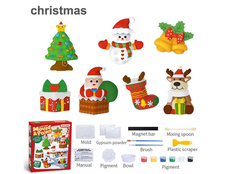 DIY Christmas Plaster Mould Color Drawing Toy