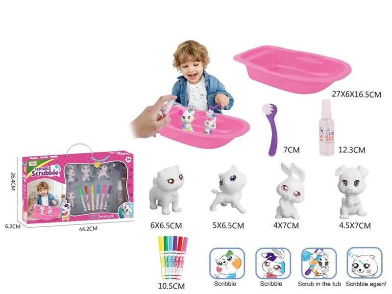 Washable Solid Flocked Animal Doll DIY Painting Toy