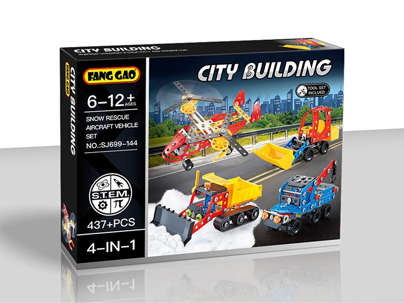 DIY Assembly Metal Models Snow Resue Aircraft Veicle Set 437pcs