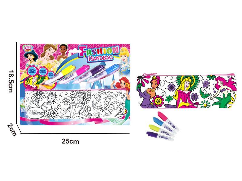 DIY Pink Barbie Pencil Bag(4 Colour Washable Pen)