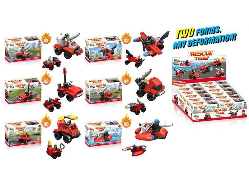 12PCS Mini Fire Engine Building Blocks（6 Items Mixed）