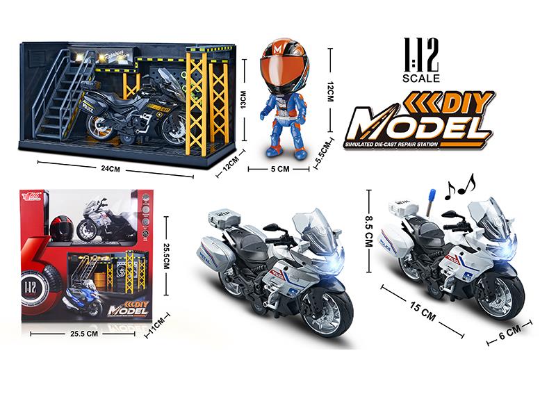 1:12 Pull Back Alloy Benelli Motorcycle With Lights And Music(Display Stand+Helmet+Scene)
