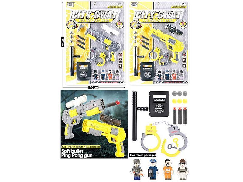 Soft Bullet Gun Handcuffs Set