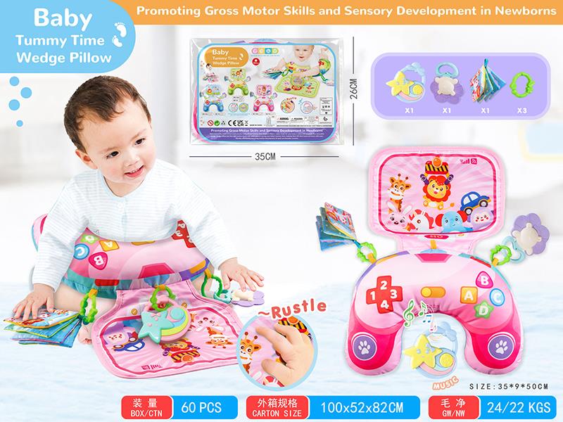 Baby Tummy Time Wedge Pillow With Music Box(Pink)