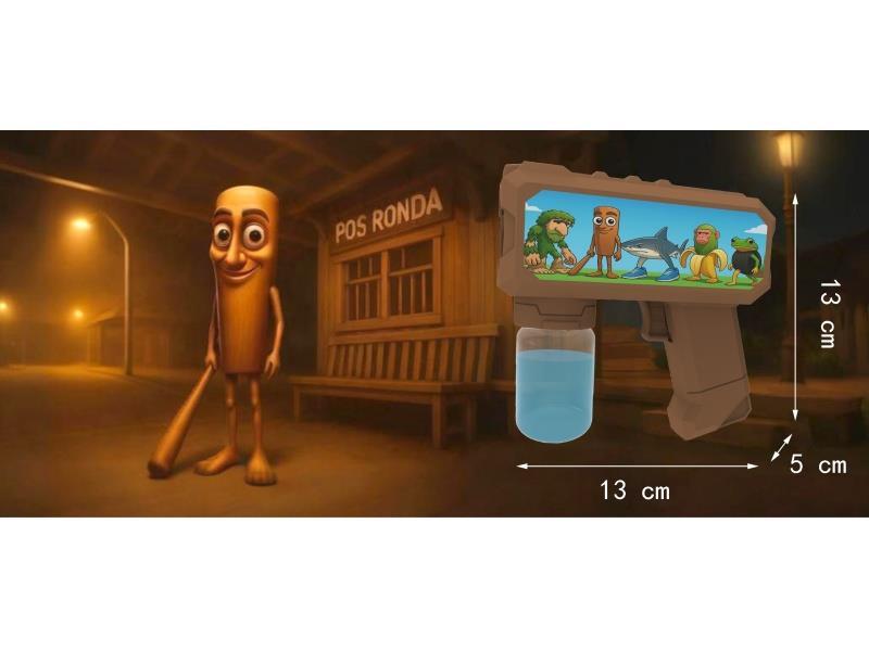 Multi-Hole Light Automatic Bubble Gun (Wooden Stick Man)