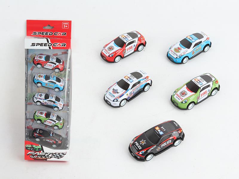 5pcs Pull Back Iron Car(Fire Engine)