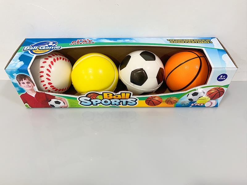 10cm PU Football, Basketball, Tennis ,Baseball 4pcs