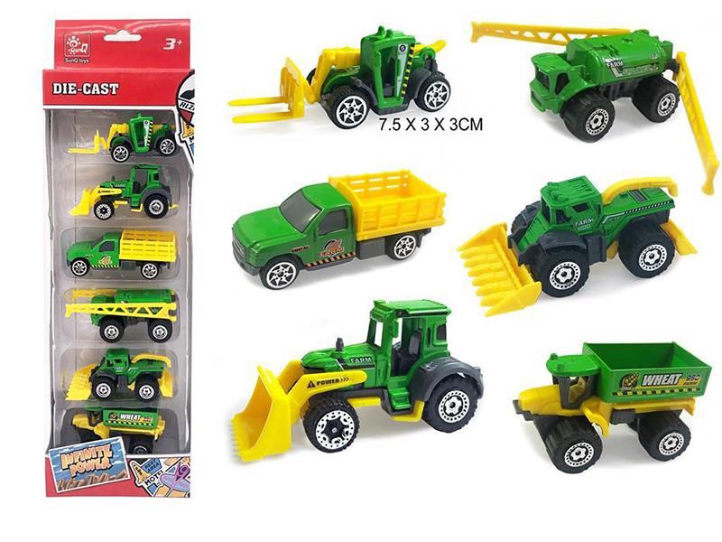 Slide Alloy Farm Tractor 6pcs