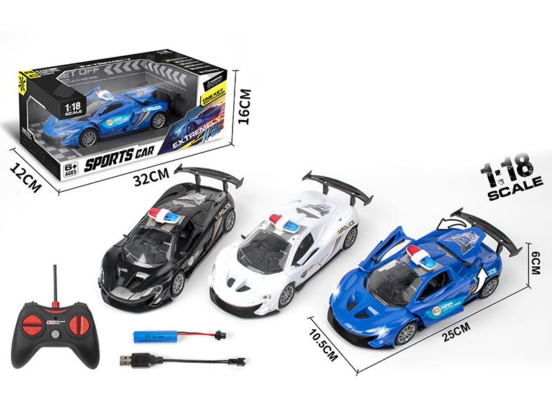 1:18 4-Channel Remote Control Simulated Police Car(One Key Open The Door)