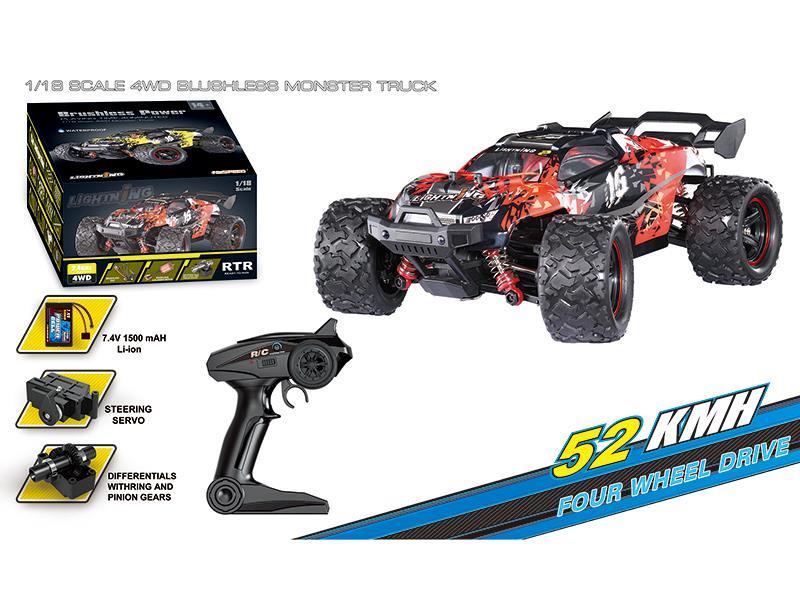 1:18 2.4G Remote Control 4WD Brushless High Speed Monster Truck