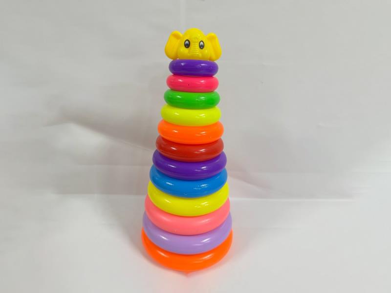 Baby Elephant Rainbow Tower Jenga Ring 12 Layers