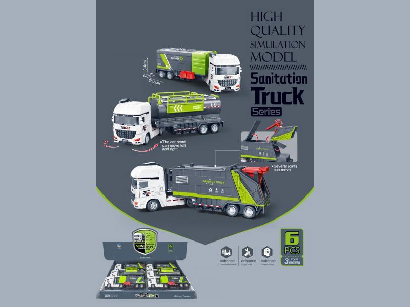 High-Quality Simulation Model Sanitation Truck Series (6 Pieces)