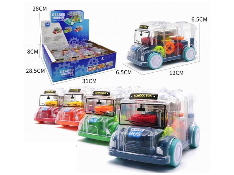 8PCS Friction  Gear Bus With Light