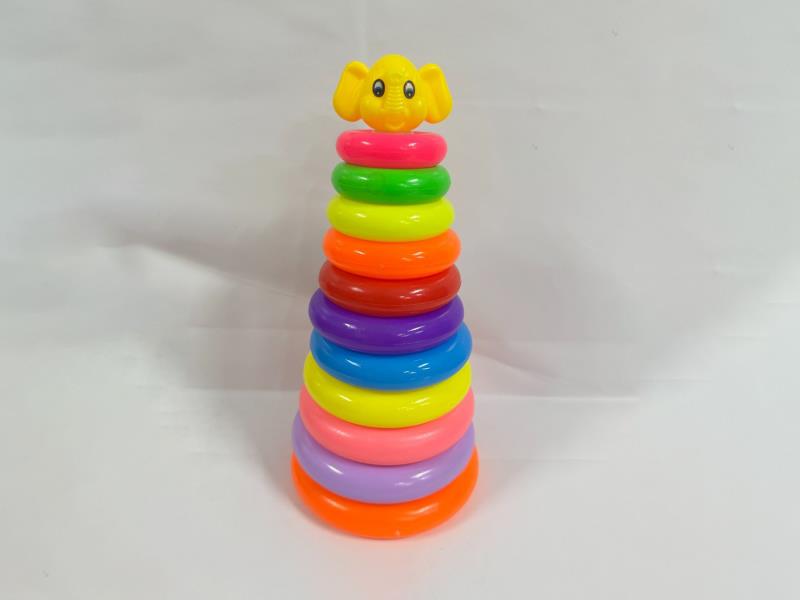 Elephant Rainbow Tower Jenga Ring 11 Layers