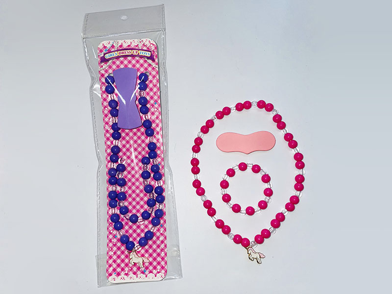 Unicorn Jewelry Set Beaded Necklace + Bracelet + Hair Clip