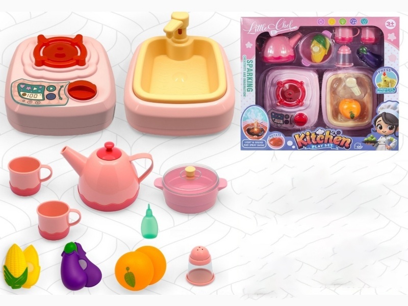 High-end simulated lighting, music, spray, press water circulation, washbasin, kitchenware and stove