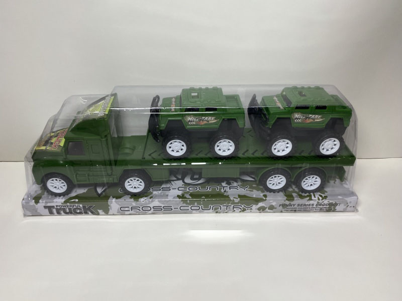 Two Inertial Flatbed Towing Humvees