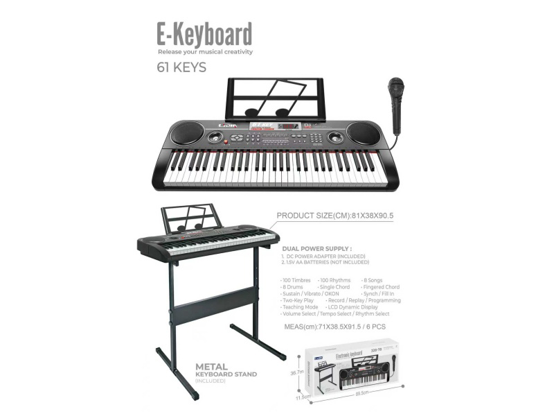 A 61-Key Electronic Keyboard With A Frame