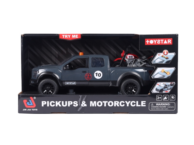 1:12 Inertial Pickup Truck + Motorcycle (Sound, Light, Door Opening, Multi-Functional)
