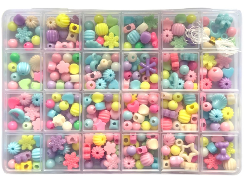 24-Grid Diy Beaded Box Mixed Color And Style Beaded Friendship Bracelet Making (With Beaded String