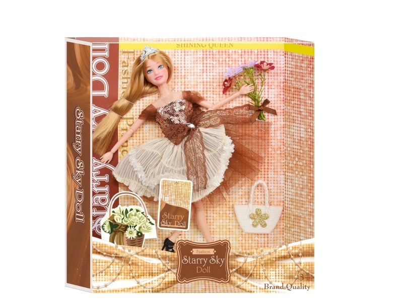 11.5-Inch 11-Joint Sequin Brown Series - With Crown - Simulated Bouquet -Pvc Bag