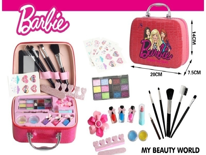 Barbie Cosmetic Handbag (With Glossy Pink Printed Pattern)