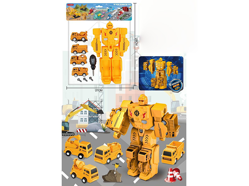 Assembly Robot Pull Back Engineering Trucks 5 In 1