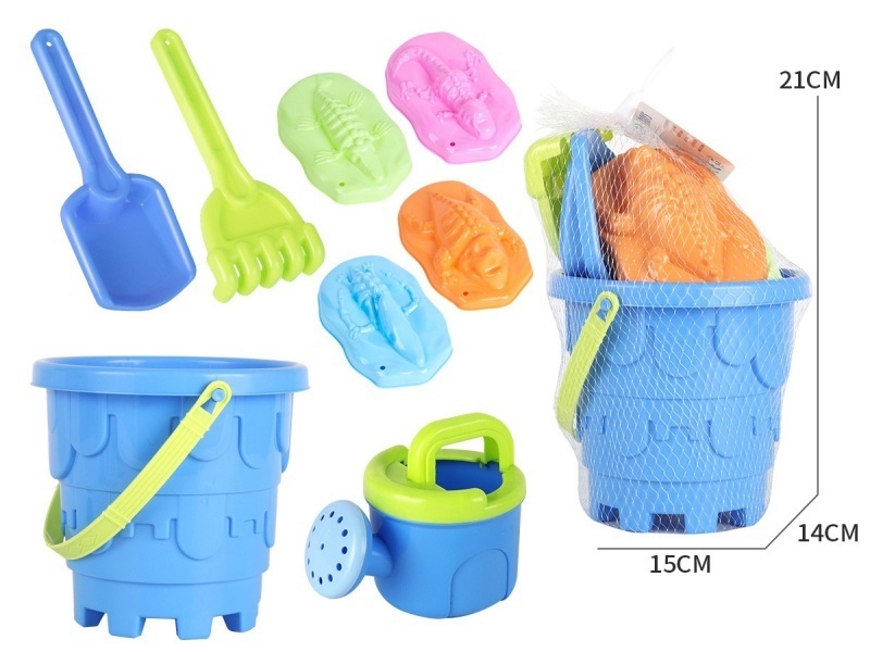Castle Beach Bucket Shower Head Dinosaur Fossil 8-Piece Set