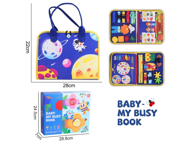 Montessori Early Childhood Education And Intelligence Development - Felt 3-Page Gem Blue Fruit Farmer Busy Edition