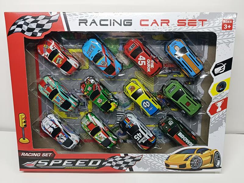 12pcs Pull Back Iron Cars