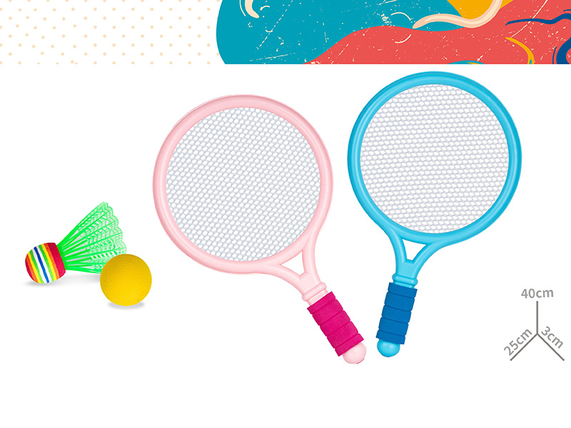 Badminton - Blue+Pink(Equipped With 1 Badminton Shuttlecock + 1 UVA Ball)