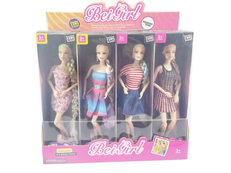 11-Inch 11-Joint Long Braid Summer Short Skirt Doll (8 Pieces)