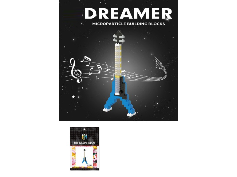 Musical Instrument Series Building Blocks: 106 PCS Of Blue Electric Guitar