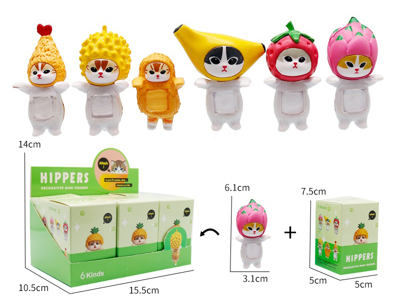 Fruit Cat Decorative Mini Figures 6pcs